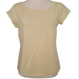 Eileen Fisher Organic Cotton Jersey Knit Canary Yellow Crew Neck Tee Size Medium